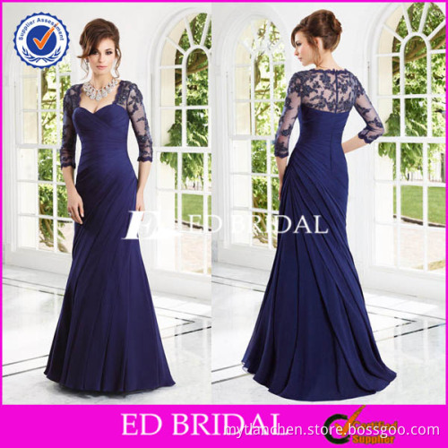 XL985 off shoulder royal blue modest lace long sleeve mother of the bride beach wedding dress